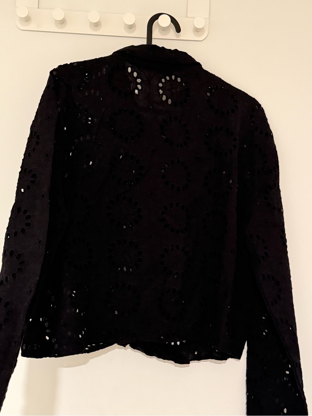 Zara Black Eyelet Button-Down Shirt
